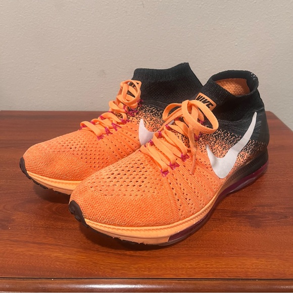 Nike flynit women size 10 orange black gym running walking training sneakers - Picture 8 of 9